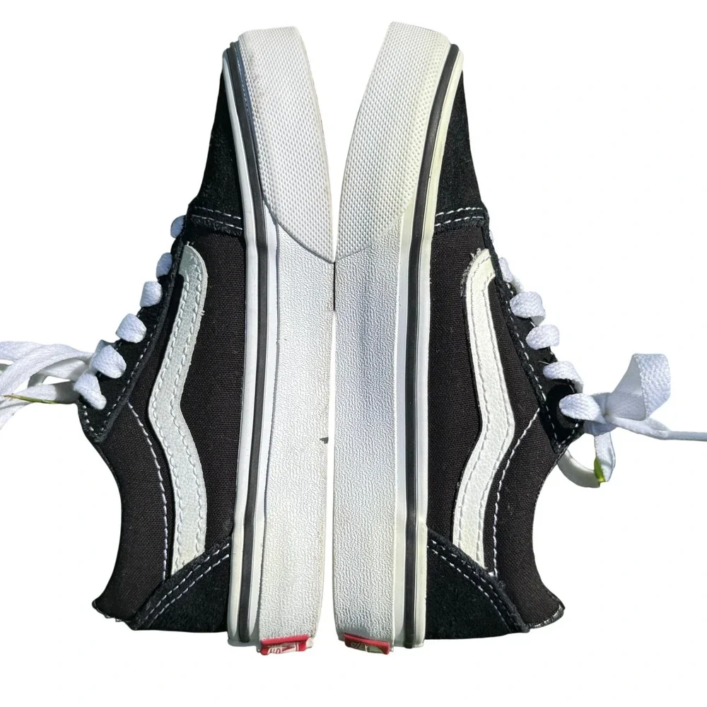 Vans Old Skool Black White Suede Canvas Low Top Skate Shoes Sneakers EUC